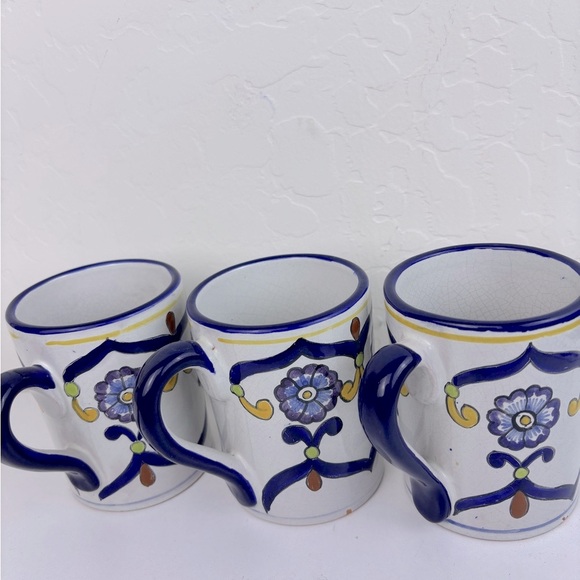 Mexican Mug talavera Mug Large , Talavera Puebo Tea/Coffee 6 inch tall set of 3 - Picture 3 of 5